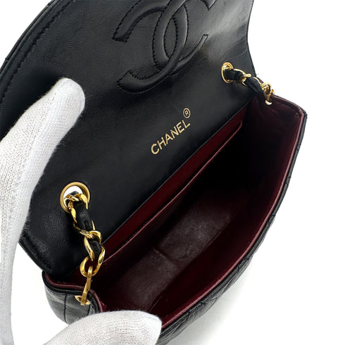 CHANEL VINTAGE BIG COCO HALF MOON CHAIN SHOULDER BAG BLACK LAMB SKIN 90289070 - PURPOSE