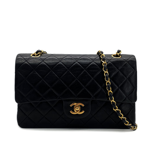 CHANEL VINTAGE CLASSIC FLAP MEDIUM CHAIN SHOULDER BAG BLACK LAMB SKIN 90289073 - PURPOSE
