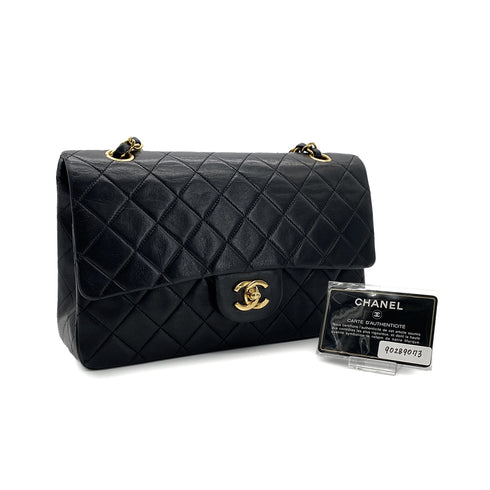 CHANEL VINTAGE CLASSIC FLAP MEDIUM CHAIN SHOULDER BAG BLACK LAMB SKIN 90289073 - PURPOSE