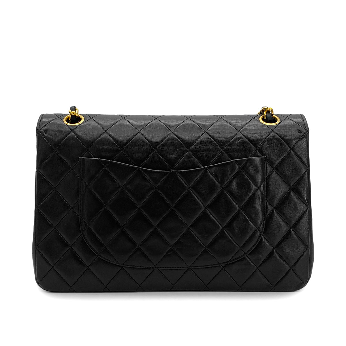 CHANEL VINTAGE CLASSIC FLAP MEDIUM CHAIN SHOULDER BAG BLACK LAMB SKIN 90289074