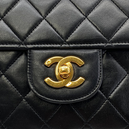 CHANEL VINTAGE CLASSIC FLAP MEDIUM CHAIN SHOULDER BAG BLACK LAMB SKIN 90289074 - PURPOSE