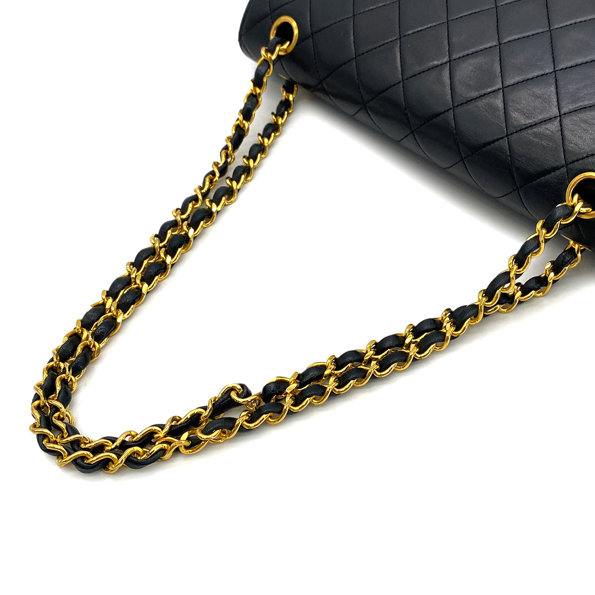 CHANEL VINTAGE CLASSIC FLAP MEDIUM CHAIN SHOULDER BAG BLACK LAMB SKIN 90289074