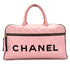 CHANEL VINTAGE MATELASSE LOGO BOSTON HAND BAG PINK BLACK LEATHER 90289079 - PURPOSE
