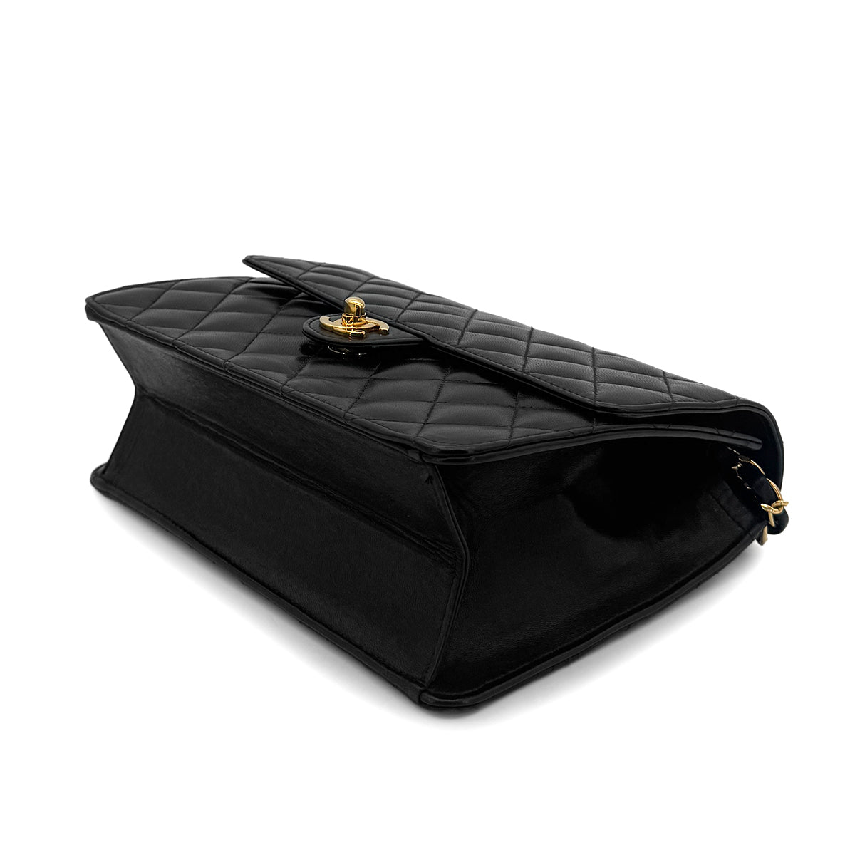 CHANEL VINTAGE MATELASSE CHAIN SHOULDER BAG BLACK LAMB SKIN 90289080