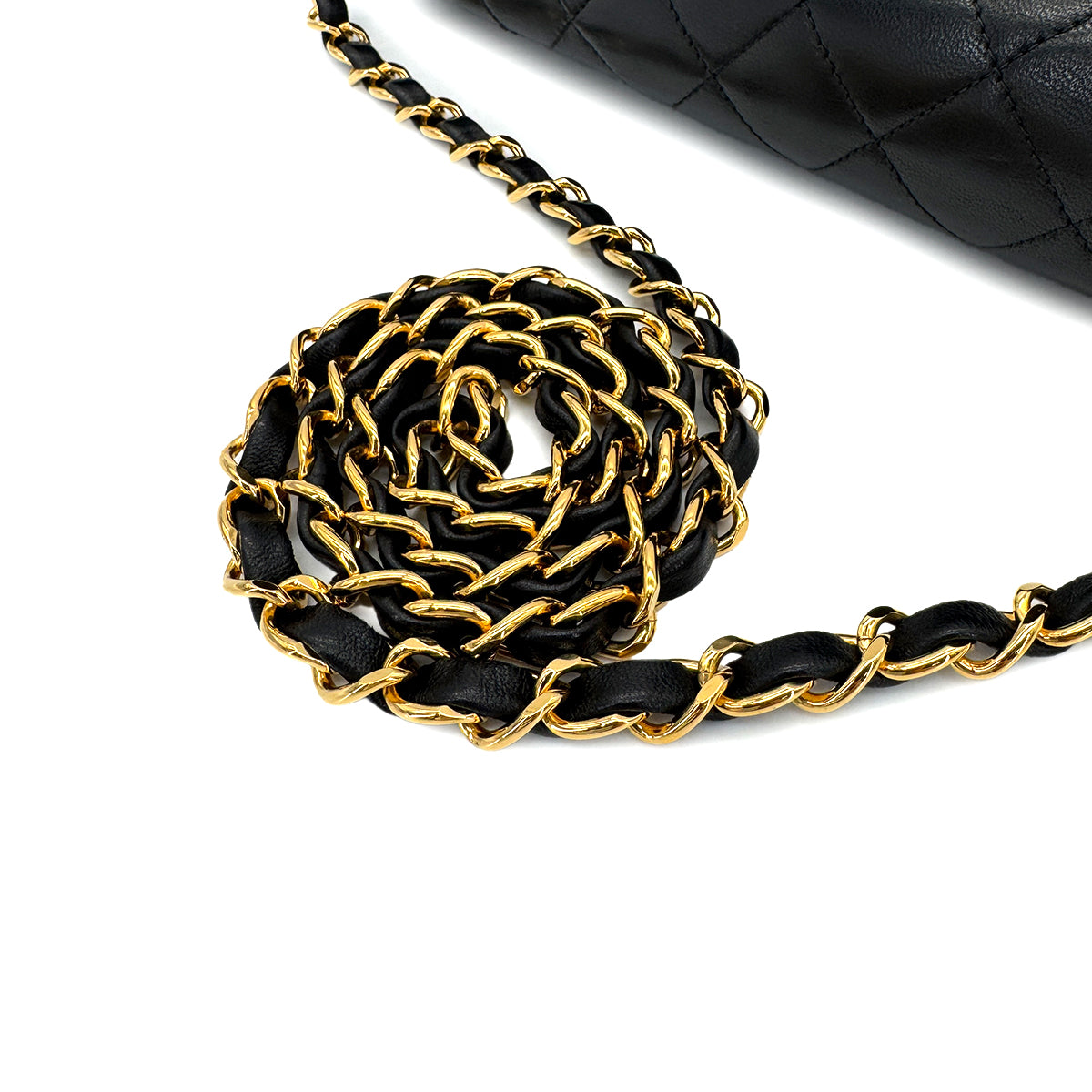 CHANEL VINTAGE MATELASSE CHAIN SHOULDER BAG BLACK LAMB SKIN 90289080