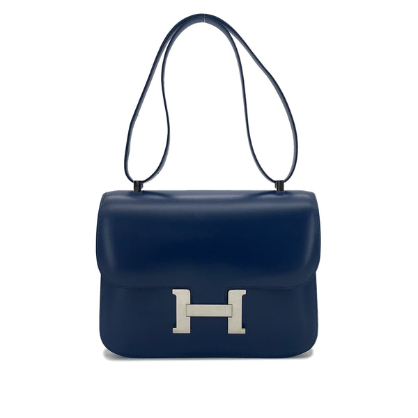 HERMES CONSTANCE 25 BLUE ROY BOXCALF SHOULDER BAG □E SHW 90289350 - PURPOSE