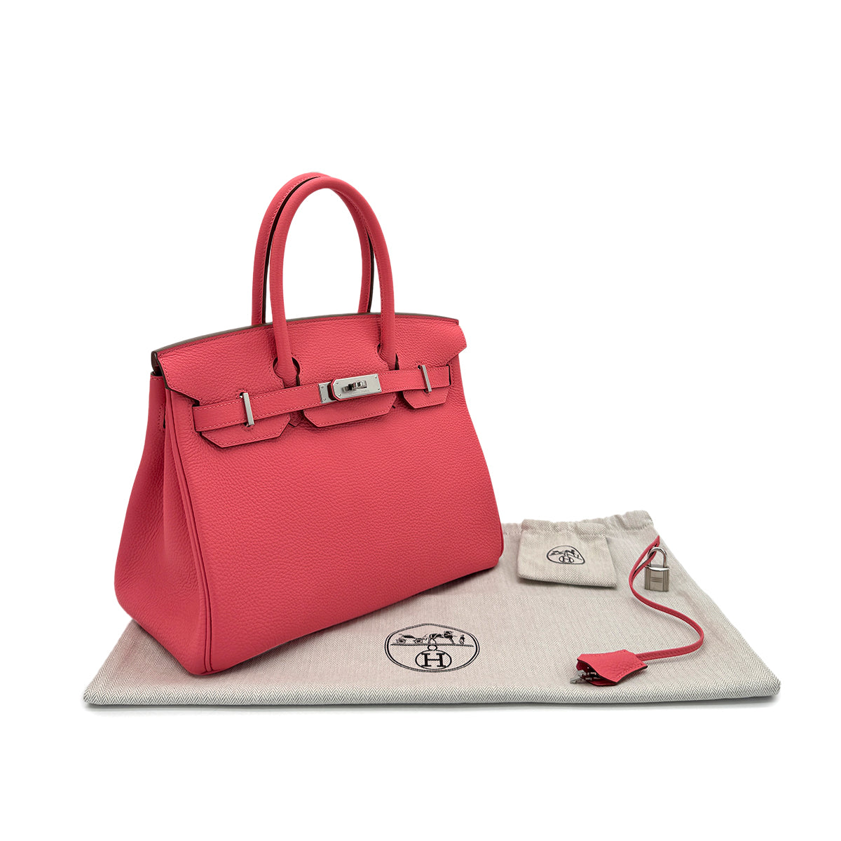 HERMES BIRKIN 30 ROSE LIPSTICK TOGO HAND BAG □Q SHW 90289351