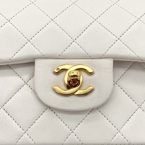 CHANEL VINTAGE CLASSIC FLAP SMALL CHAIN SHOULDER BAG WHITE LAMB SKIN 90289353 - PURPOSE