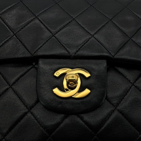 CHANEL VINTAGE CLASSIC FLAP MEDIUM CHAIN SHOULDER BAG BLACK LAMB SKIN 90289354 - PURPOSE