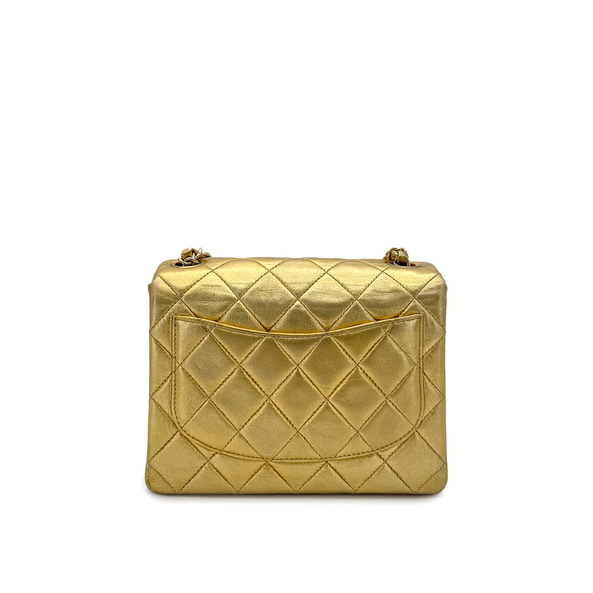 CHANEL VINTAGE MINI SQUARE 17 CHAIN SHOULDER BAG GOLD LAMB SKIN 90289359