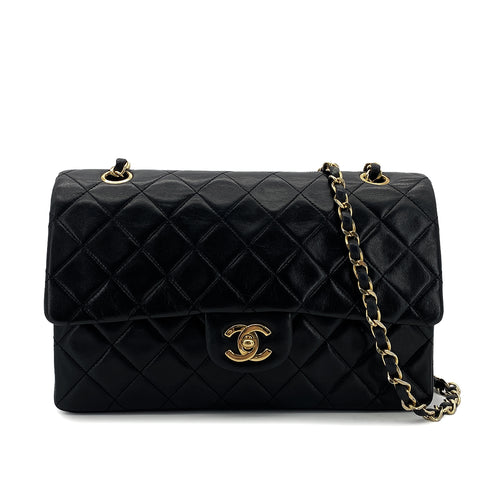 CHANEL VINTAGE CLASSIC FLAP MEDIUM CHAIN SHOULDER BAG BLACK LAMB SKIN 90289360 - PURPOSE