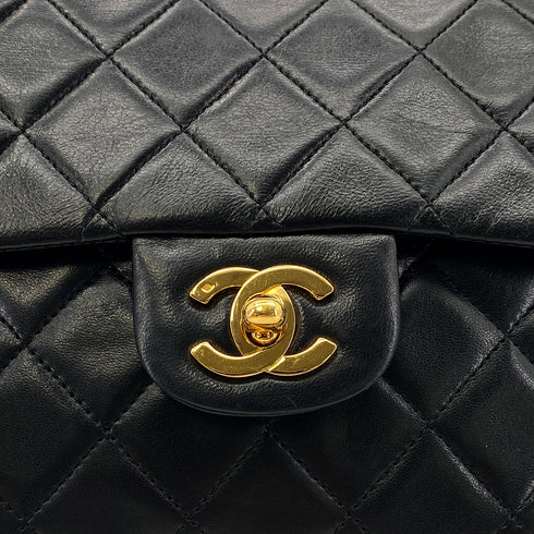 CHANEL VINTAGE CLASSIC FLAP MEDIUM CHAIN SHOULDER BAG BLACK LAMB SKIN 90289360 - PURPOSE
