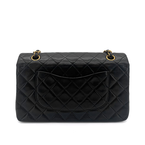 CHANEL VINTAGE CLASSIC FLAP MEDIUM CHAIN SHOULDER BAG BLACK LAMB SKIN 90289361 - PURPOSE
