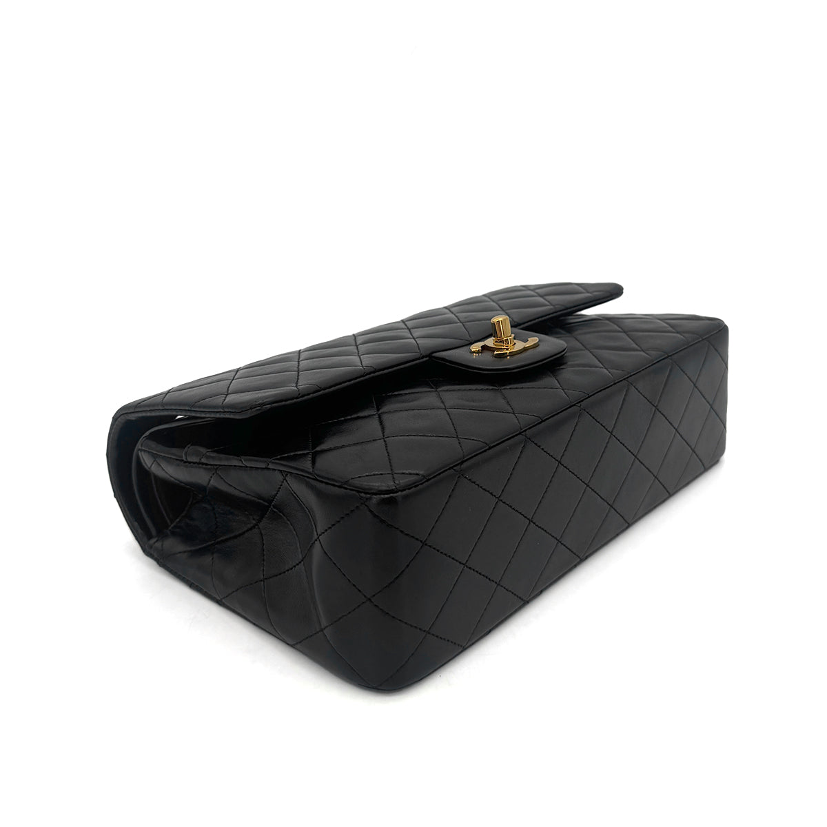 CHANEL VINTAGE CLASSIC FLAP MEDIUM CHAIN SHOULDER BAG BLACK LAMB SKIN 90289361