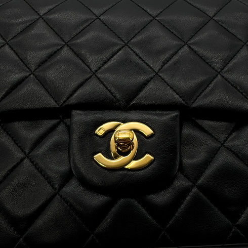 CHANEL VINTAGE CLASSIC FLAP MEDIUM CHAIN SHOULDER BAG BLACK LAMB SKIN 90289361 - PURPOSE