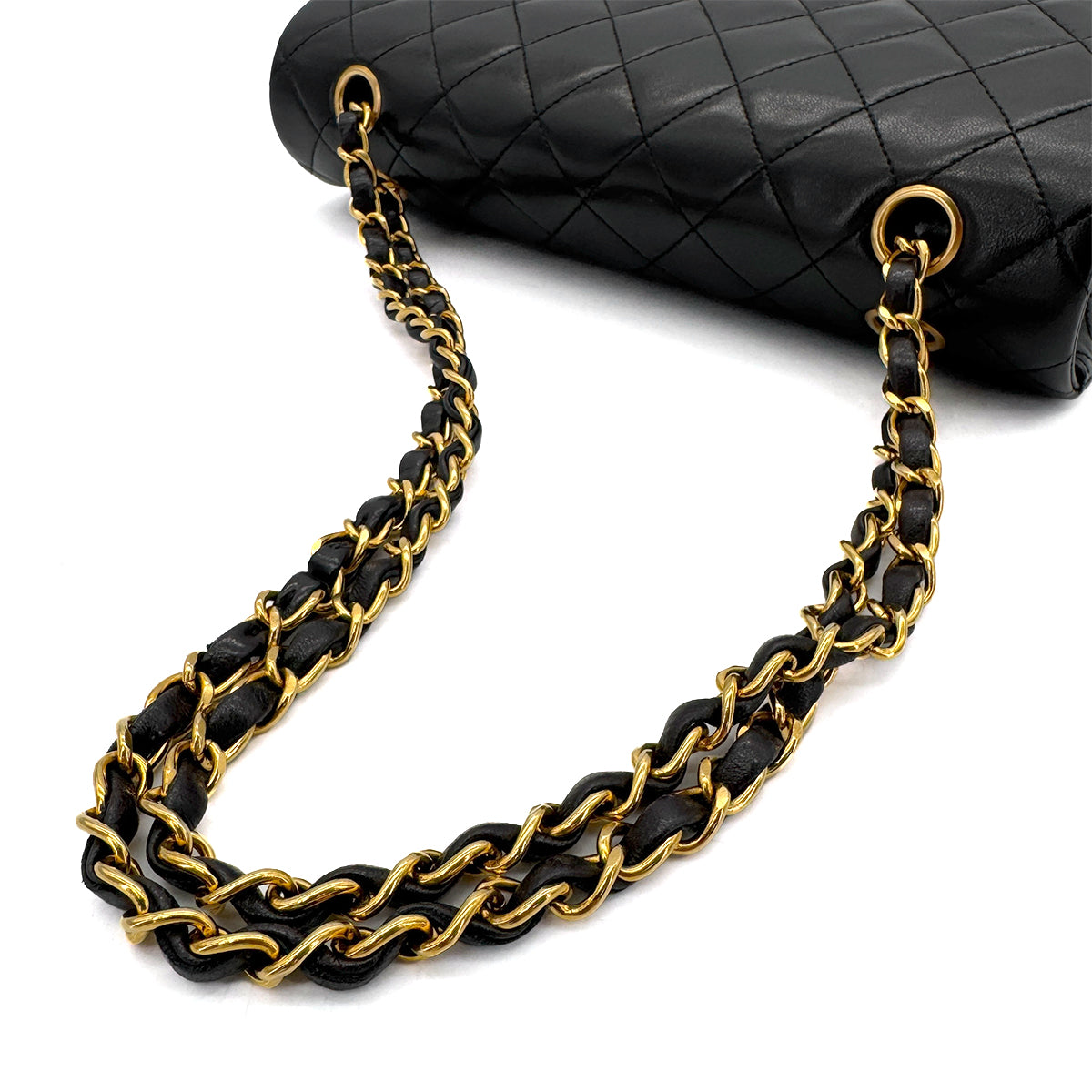CHANEL VINTAGE CLASSIC FLAP MEDIUM CHAIN SHOULDER BAG BLACK LAMB SKIN 90289361