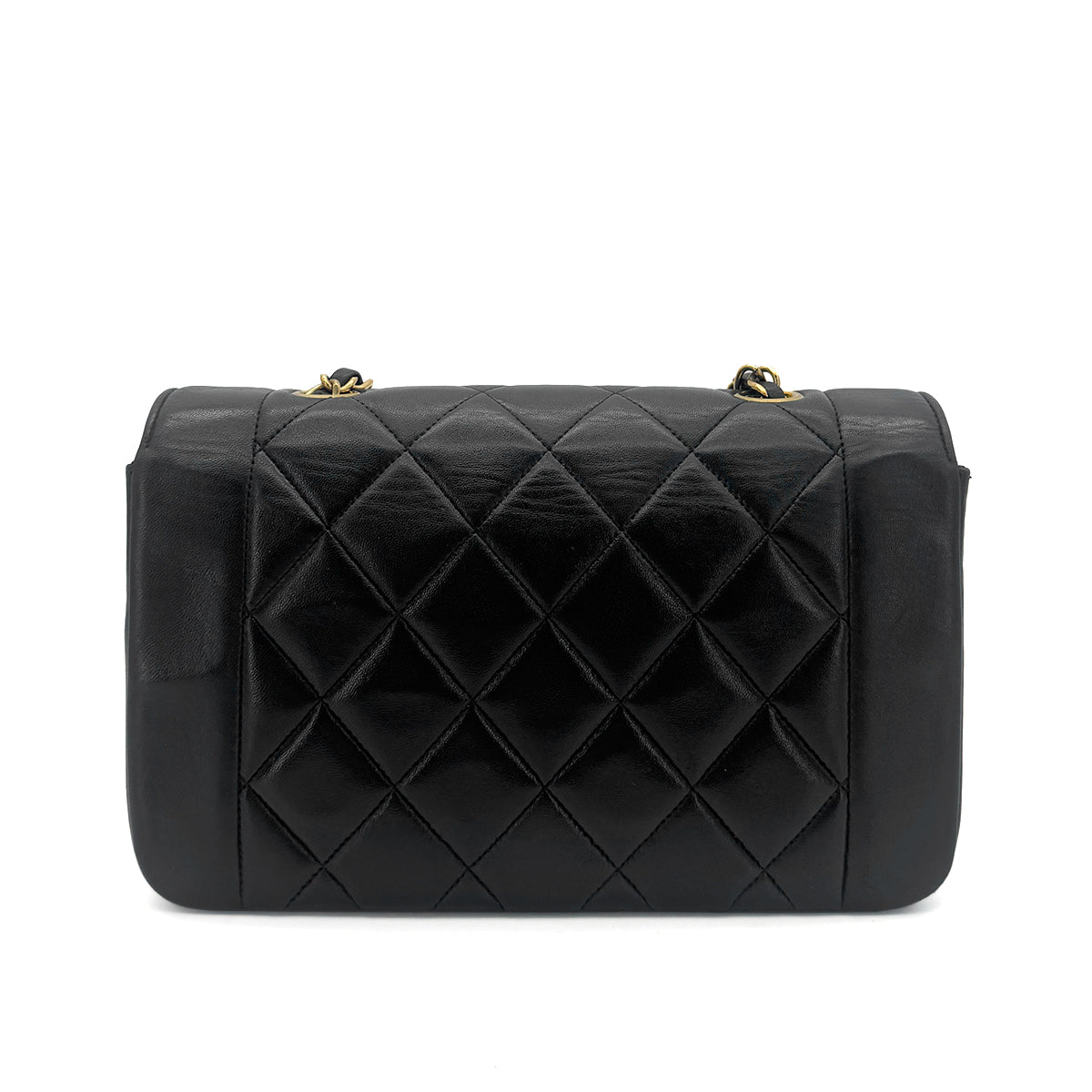 CHANEL VINTAGE DIANA SMALL CHAIN SHOULDER BAG BLACK LAMB SKIN 90289362