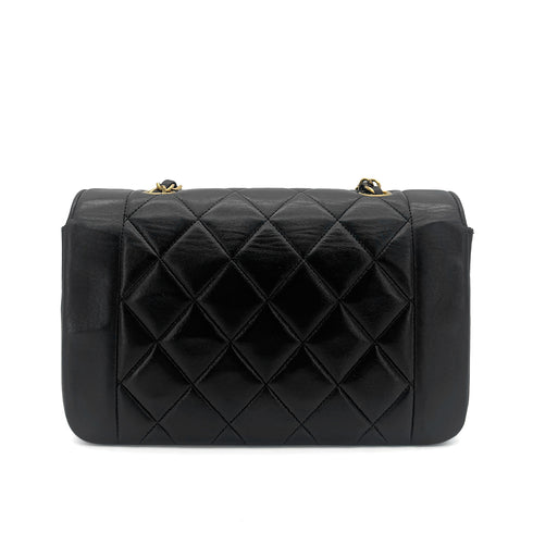 CHANEL VINTAGE DIANA SMALL CHAIN SHOULDER BAG BLACK LAMB SKIN 90289362 - PURPOSE