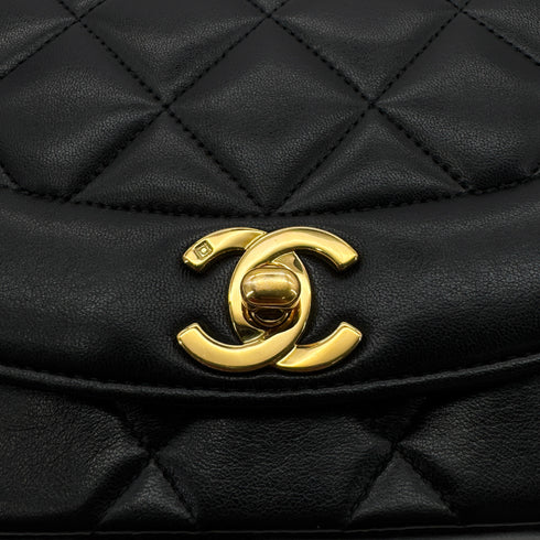 CHANEL VINTAGE DIANA SMALL CHAIN SHOULDER BAG BLACK LAMB SKIN 90289362 - PURPOSE