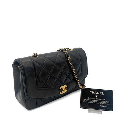 CHANEL VINTAGE DIANA SMALL CHAIN SHOULDER BAG BLACK LAMB SKIN 90289362 - PURPOSE
