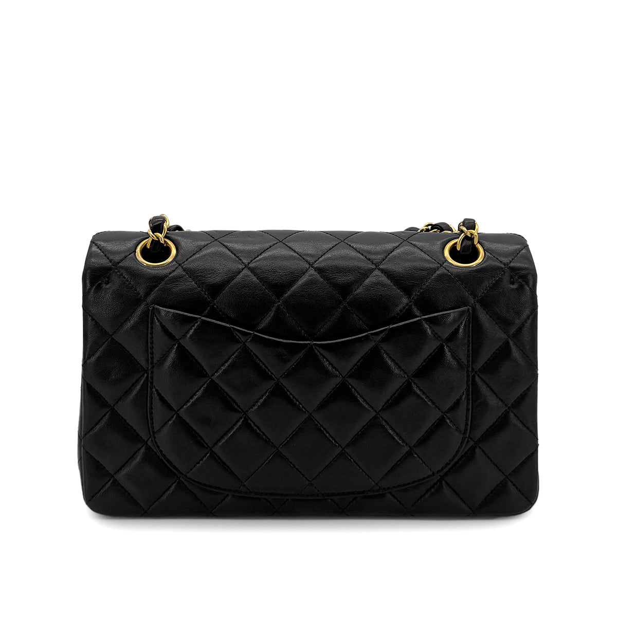 CHANEL VINTAGE CLASSIC FLAP SMALL CHAIN SHOULDER BAG BLACK LAMB SKIN 90289363
