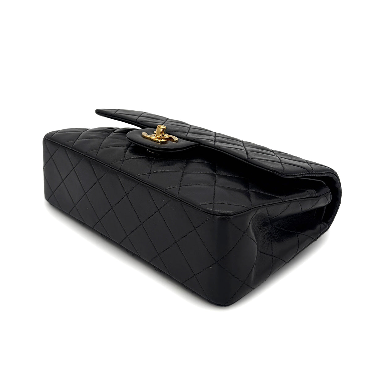 CHANEL VINTAGE CLASSIC FLAP SMALL CHAIN SHOULDER BAG BLACK LAMB SKIN 90289363