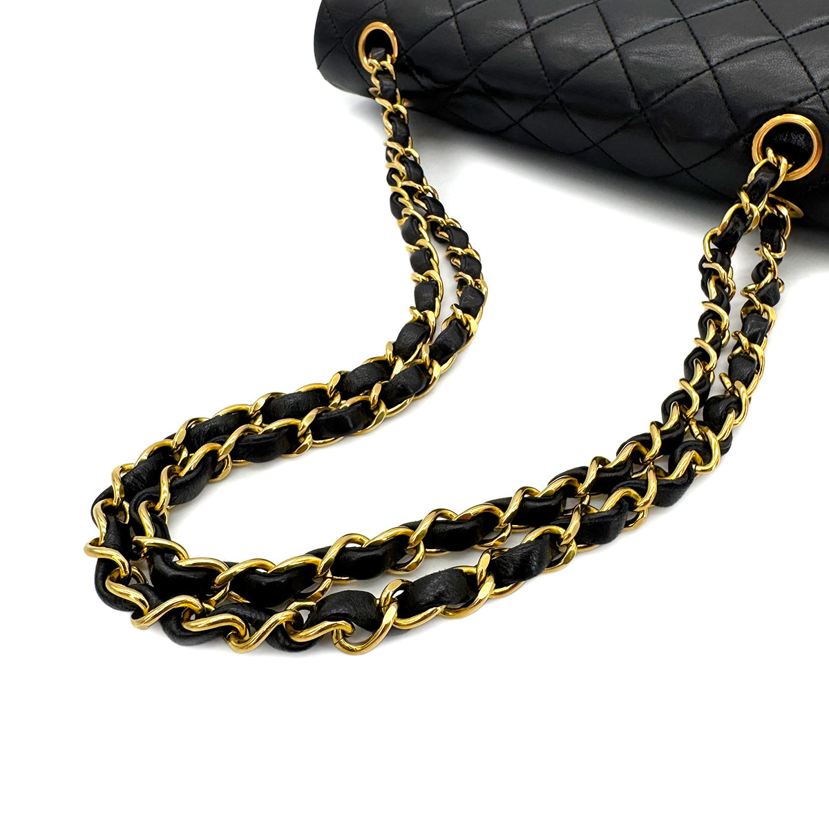 CHANEL VINTAGE CLASSIC FLAP SMALL CHAIN SHOULDER BAG BLACK LAMB SKIN 90289363