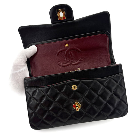 CHANEL VINTAGE CLASSIC FLAP SMALL CHAIN SHOULDER BAG BLACK LAMB SKIN 90289363 - PURPOSE
