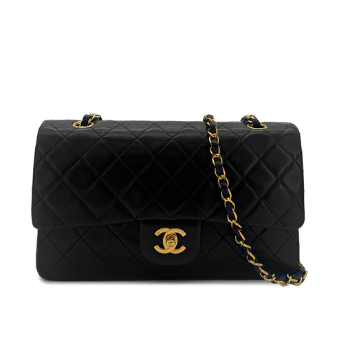 CHANEL VINTAGE CLASSIC FLAP MEDIUM CHAIN SHOULDER BAG BLACK LAMB SKIN 90289364 - PURPOSE