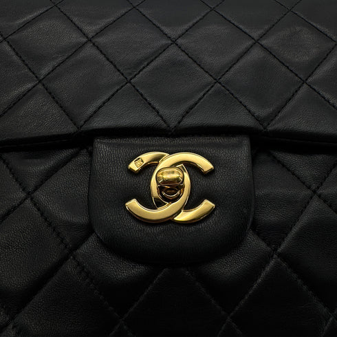 CHANEL VINTAGE CLASSIC FLAP MEDIUM CHAIN SHOULDER BAG BLACK LAMB SKIN 90289364 - PURPOSE