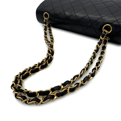 CHANEL VINTAGE CLASSIC FLAP MEDIUM CHAIN SHOULDER BAG BLACK LAMB SKIN 90289364 - PURPOSE