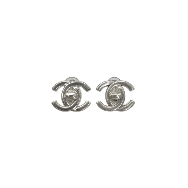 CHANEL VINTAGE EARRINGS TURN LOCK ACCESSORY SILVER 97A 90289368 - PURPOSE
