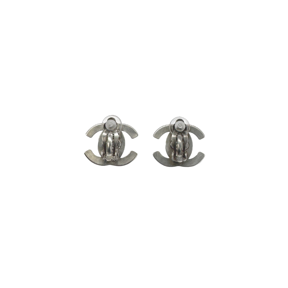 CHANEL VINTAGE EARRINGS TURN LOCK ACCESSORY SILVER 97A 90289368