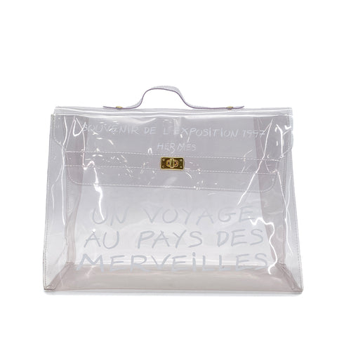 HERMES VINYL KELLY SOUVENIR DE L' EXPOSITION 1997 CLEAR HAND BAG 90289524 - PURPOSE
