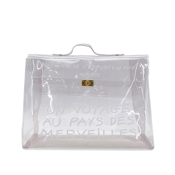 HERMES VINYL KELLY SOUVENIR DE L' EXPOSITION 1997 CLEAR HAND BAG 90289524 - PURPOSE