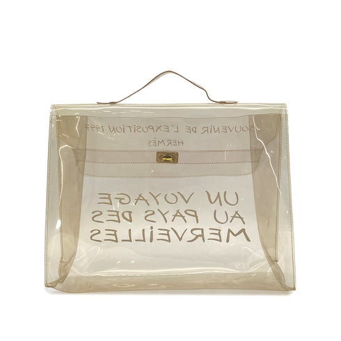 HERMES VINYL KELLY SOUVENIR DE L' EXPOSITION 1997 CLEAR HAND BAG 90289529 - PURPOSE