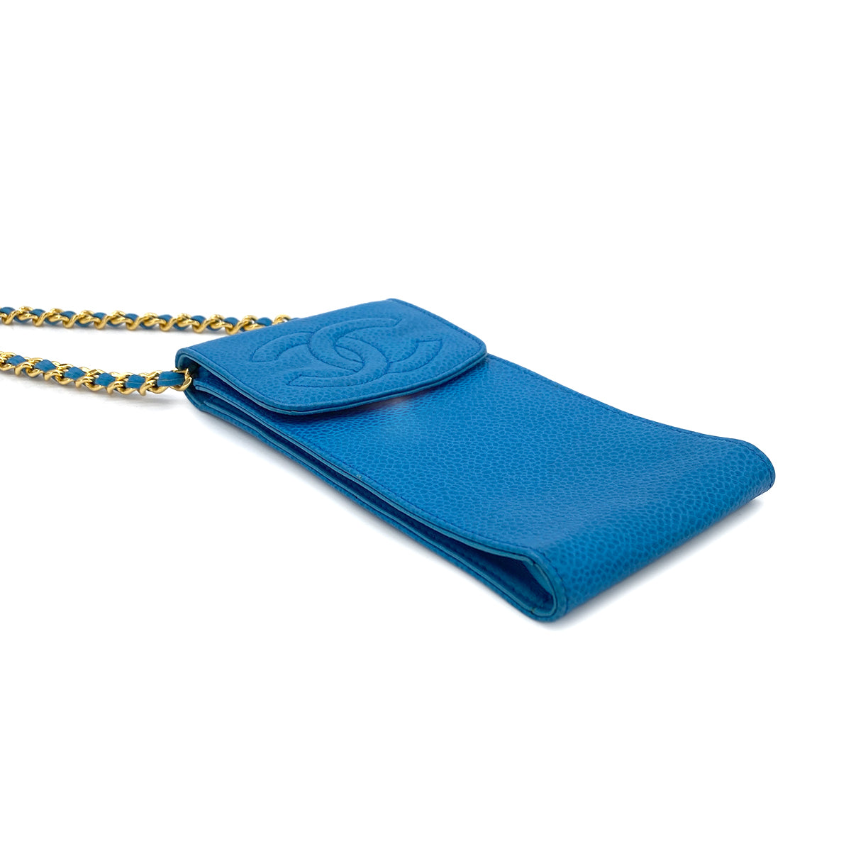 CHANEL VINTAGE COCOMARK CHAIN SHOULDER BAG BLUE CAVIAR SKIN 90289531