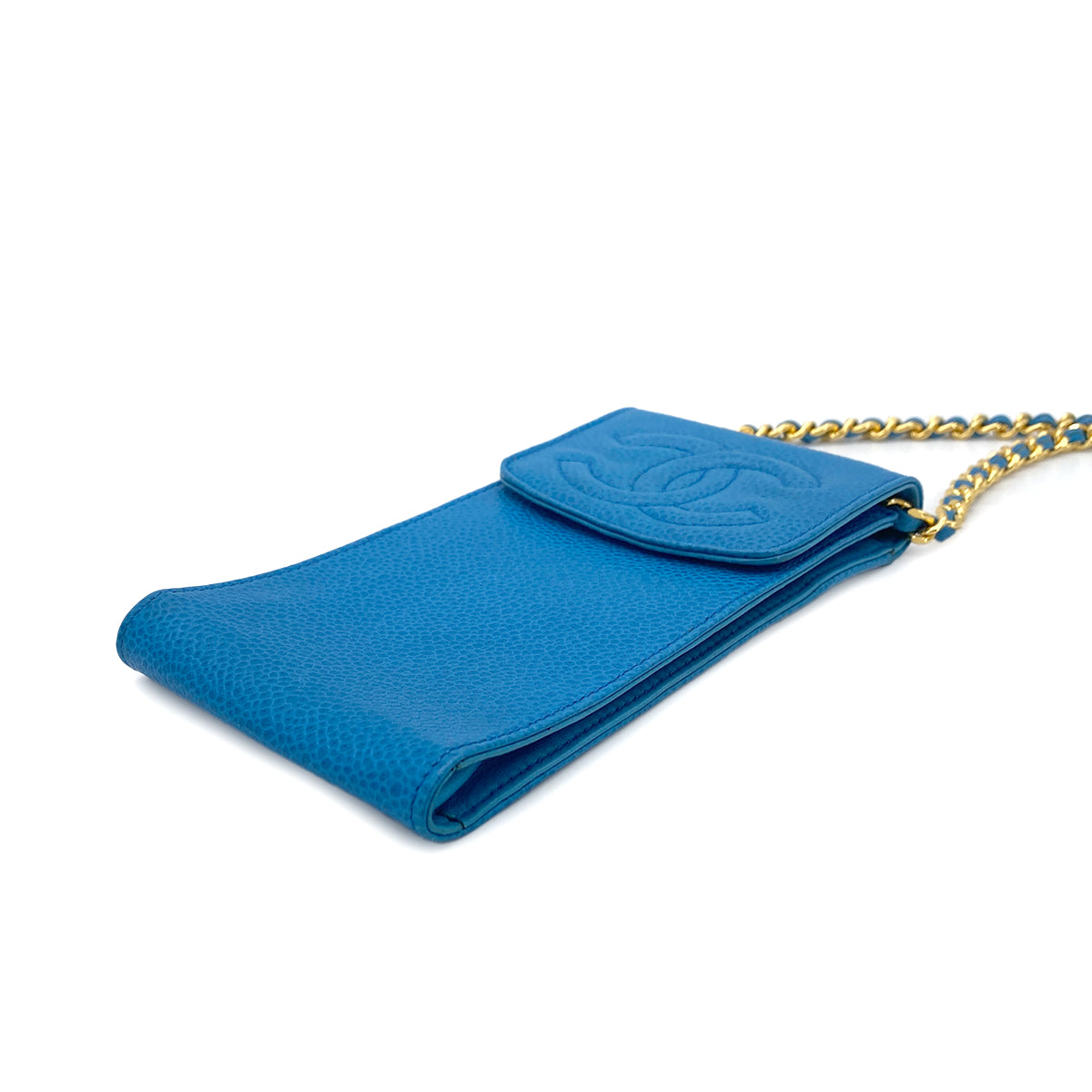 CHANEL VINTAGE COCOMARK CHAIN SHOULDER BAG BLUE CAVIAR SKIN 90289531