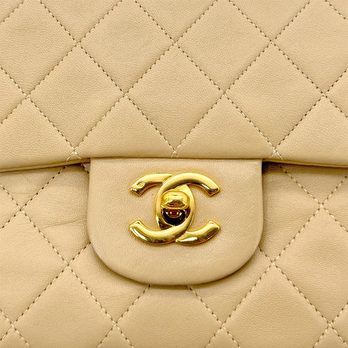 CHANEL VINTAGE CLASSIC FLAP MEDIUM CHAIN SHOULDER BAG BEIGE LAMB SKIN 90289537 - PURPOSE