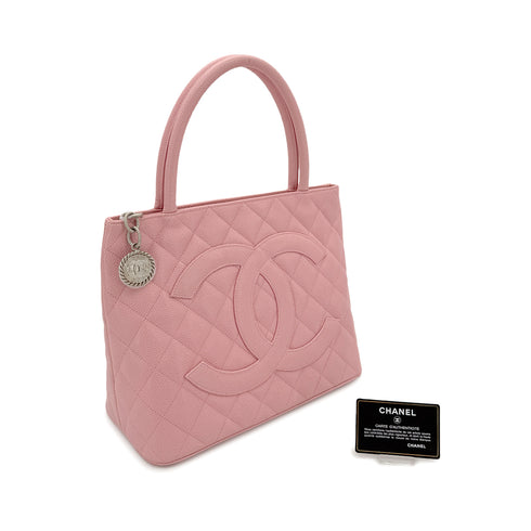CHANEL VINTAGE MEDALLION TOTE BAG PINK CAVIAR SKIN 90289540 - PURPOSE