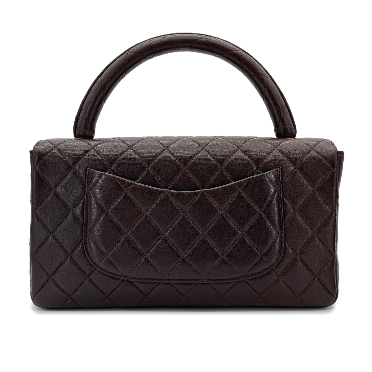 CHANEL VINTAGE PARENT-CHILD MATELASSE HAND BAG BROWN LAMB SKIN 90289541