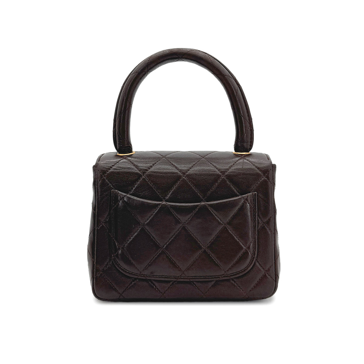CHANEL VINTAGE PARENT-CHILD MATELASSE HAND BAG BROWN LAMB SKIN 90289541