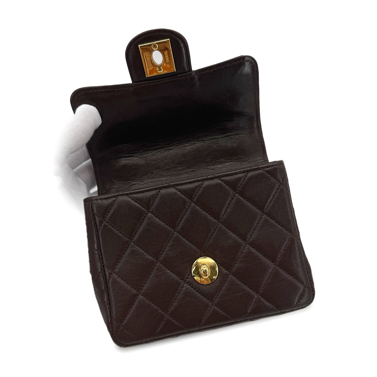 CHANEL VINTAGE PARENT-CHILD MATELASSE HAND BAG BROWN LAMB SKIN 90289541