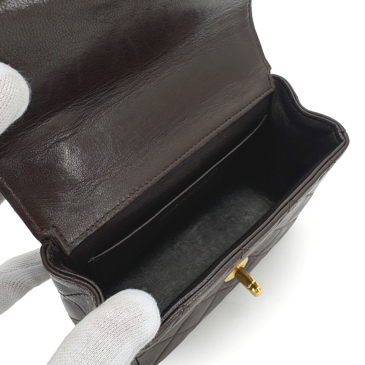 CHANEL VINTAGE PARENT-CHILD MATELASSE HAND BAG BROWN LAMB SKIN 90289541