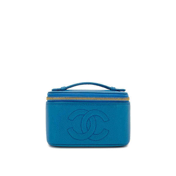 CHANEL VINTAGE VANITY HAND BAG BLUE CAVIAR SKIN 90289542