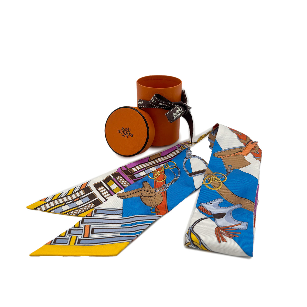 HERMES TWILLY BRIDES ET GRIS GRIS SCARF MULTICOLOR 90289543