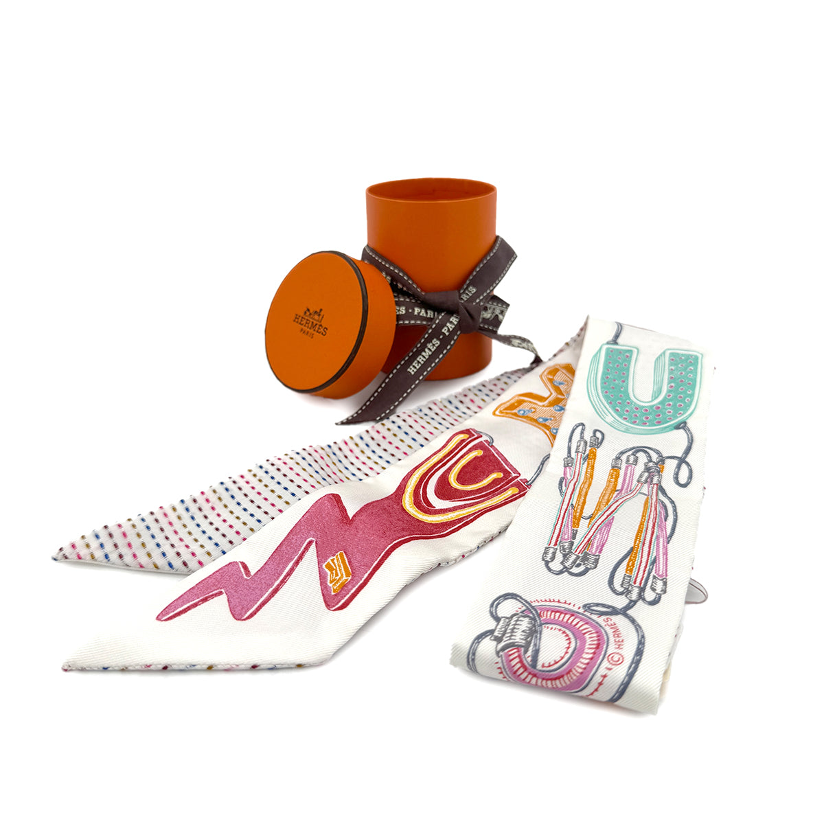 HERMES TWILLY CHEVALOSCOPE NEON SCARF MULTICOLOR SILK 90289544