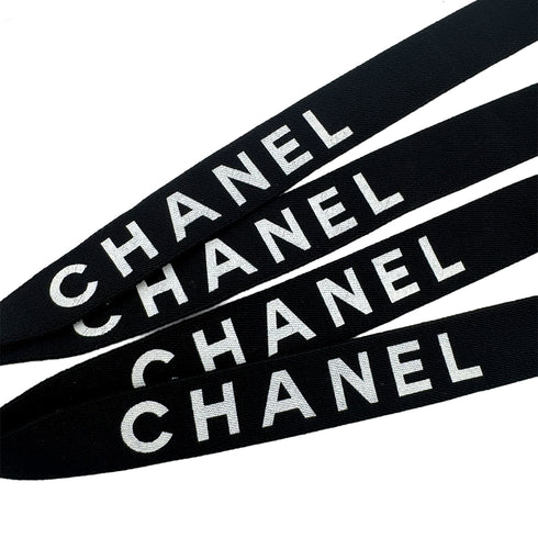 CHANEL VINTAGE SUSPENDER LOGO BLACK WHITE CANVAS LEATHER 90289548 - PURPOSE
