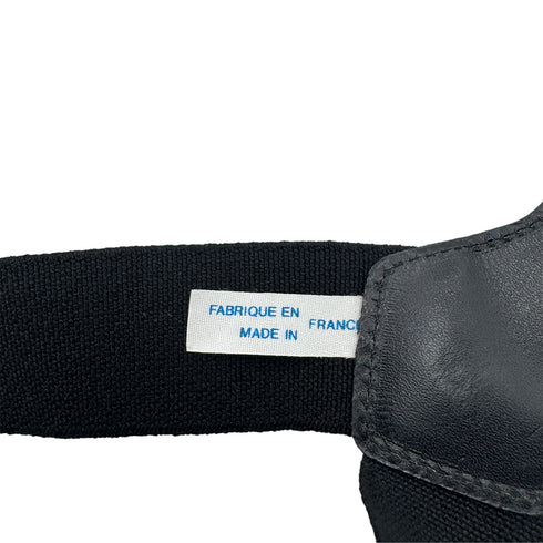 CHANEL VINTAGE SUSPENDER LOGO BLACK WHITE CANVAS LEATHER 90289548 - PURPOSE