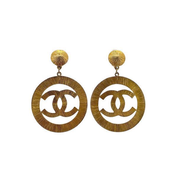 CHANEL VINTAGE EARRINGS COCOMARK CIRCLE SWING GOLD ACCESSORY 27 90289549 - PURPOSE